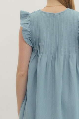 Denim Ruffle Sleeve Dress