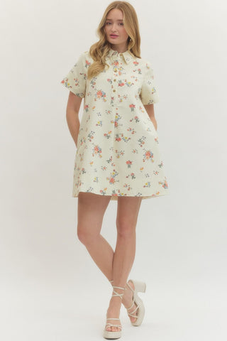 Floral Short Sleeve Mini Dress