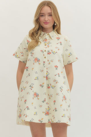 Floral Short Sleeve Mini Dress