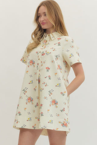 Floral Short Sleeve Mini Dress