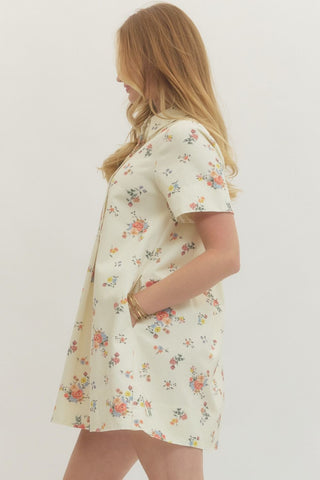 Floral Short Sleeve Mini Dress
