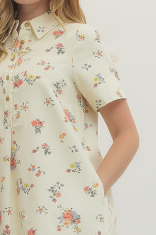 Floral Short Sleeve Mini Dress