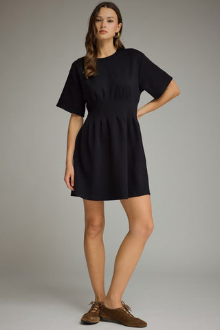 Pintuck Waist Mini Dress