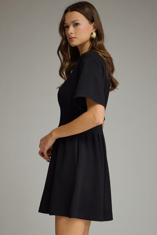 Pintuck Waist Mini Dress