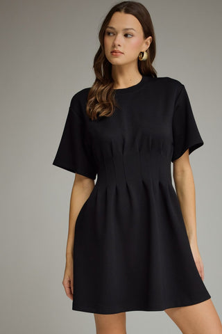 Pintuck Waist Mini Dress