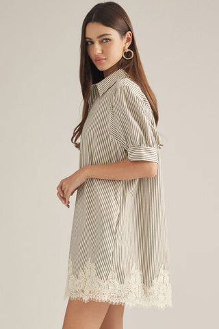 Mocha Gray Lace Trim Dress