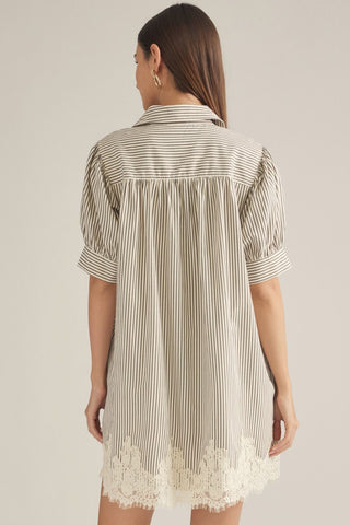 Mocha Gray Lace Trim Dress