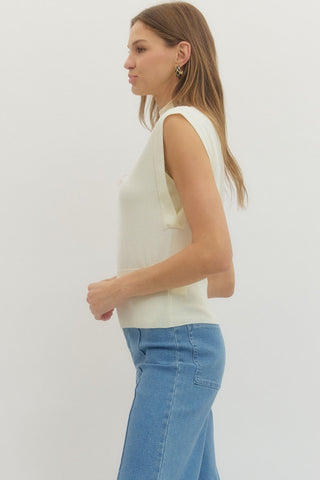 Mock Neck Sleeveless Top