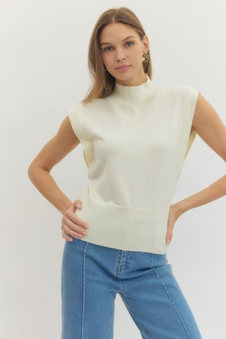Mock Neck Sleeveless Top
