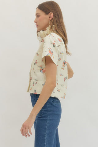 Floral Ruffle Neck Top
