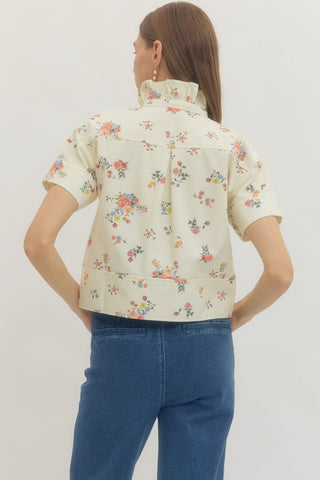 Floral Ruffle Neck Top