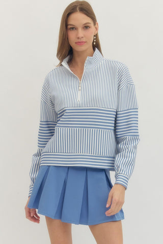 Stripe Quarter Zip Pullover