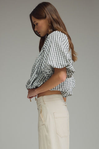 Plaid Puff Sleeve Blousse