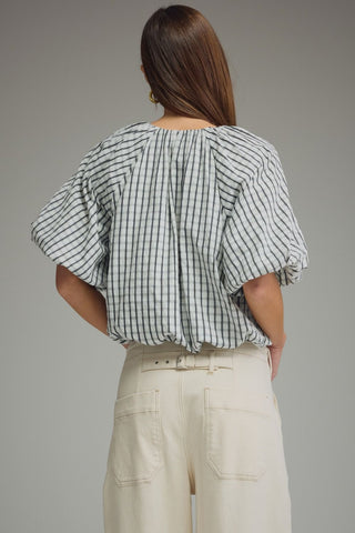 Plaid Puff Sleeve Blousse