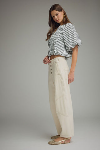 Plaid Puff Sleeve Blousse