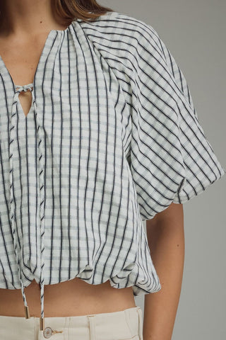 Plaid Puff Sleeve Blousse