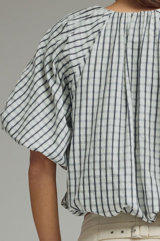Plaid Puff Sleeve Blousse