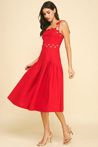 Red Scallop Detail Midi