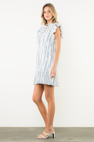 Flutter Sleeve Embroidered Dress