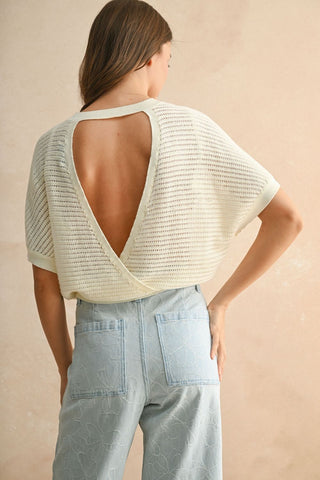 Cream Cotton Knit Top
