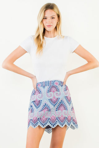 Blue Embroidered Skirt