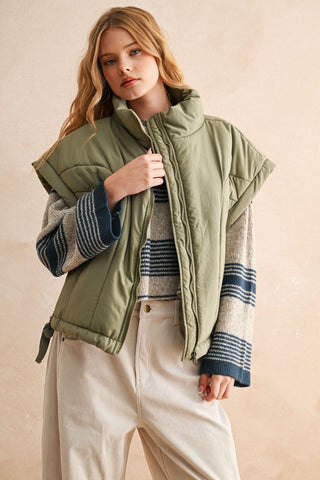 Olive Oversized Puffer Vest