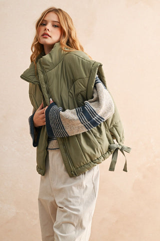 Olive Oversized Puffer Vest