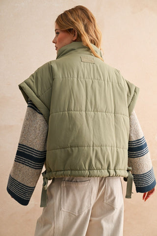 Olive Oversized Puffer Vest