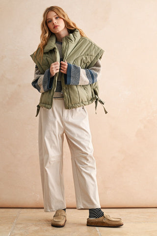 Olive Oversized Puffer Vest