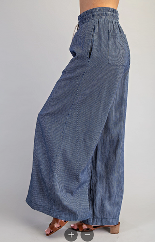 Pinstripe Wide Leg Jeans