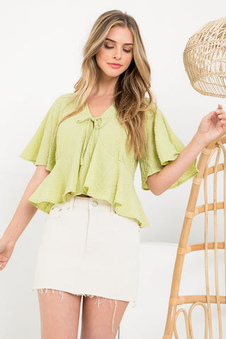 Front Tie Bell Sleeve Cardigan
