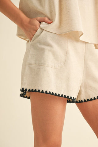 Oatmeal Linen Shorts Set