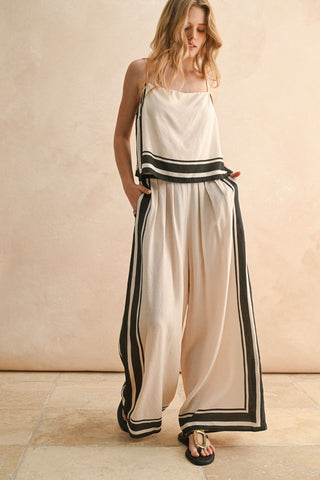 Border Stripe Pants Set