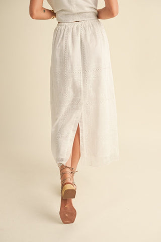 White Eyelet Midi Skirt