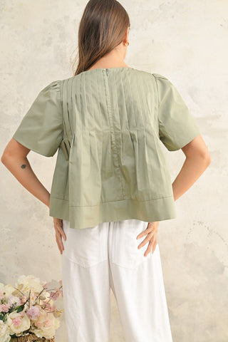 Sage Green Pleated Blouse