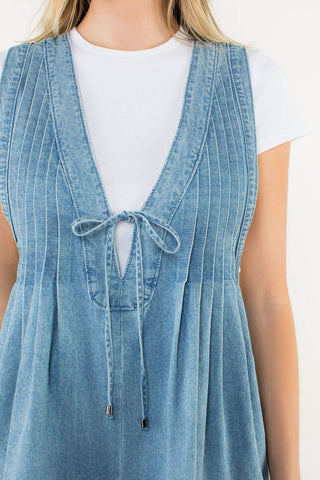Sleeveless V-Neck Denim Romper