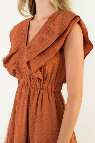 Orange Tiered Midi Dress