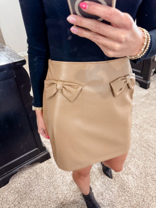 Taupe Faux Leather Mini Skirt