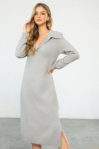 Gray Long Sleeve Sweater Dress