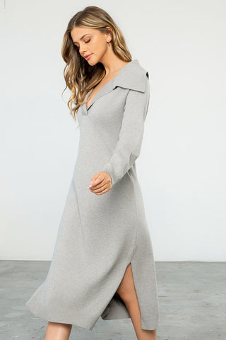 Gray Long Sleeve Sweater Dress