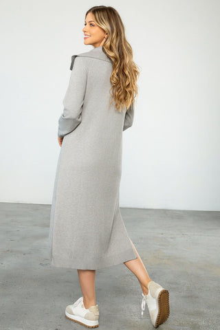 Gray Long Sleeve Sweater Dress