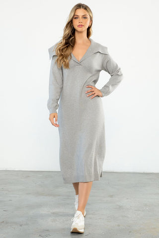 Gray Long Sleeve Sweater Dress