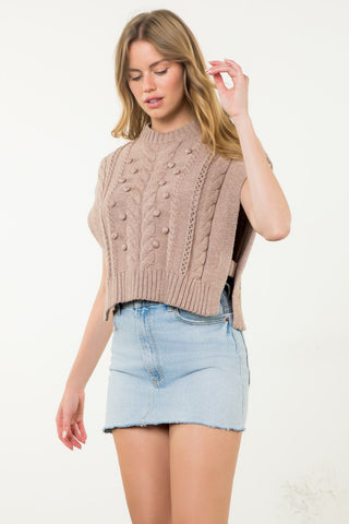 Sleeveless Cable Knit Cropped Sweater