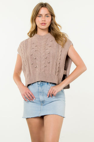 Sleeveless Cable Knit Cropped Sweater
