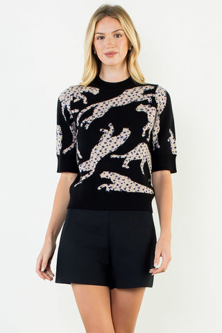 Leopard Print Knit Sweater